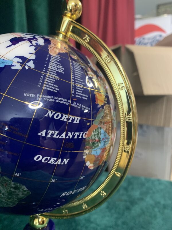 FIGURA; «GLOBO TERRAQUEO»  CON PIEDRAS PRECIOSAS Y LAPISLÁZULI - Imagen 13