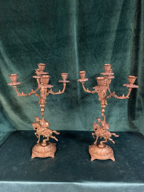 ANTIGUOS CANDELABROS ITALIANOS EN BRONCE 5 VELAS S.XIX - Imagen 2