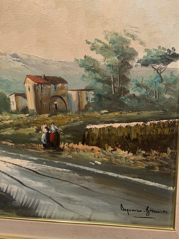 CUADRO; OLEO SOBRE LIENZO IMPRESIONISMO ITALIANO DEL ARTISTA DOMENICO - Imagen 4