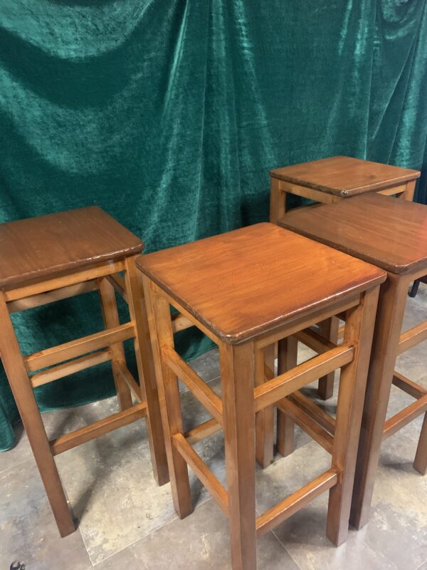 SILLAS; TABURETE ALTO BARRA O MESA MADERA COLOR CAOBA - Imagen 7